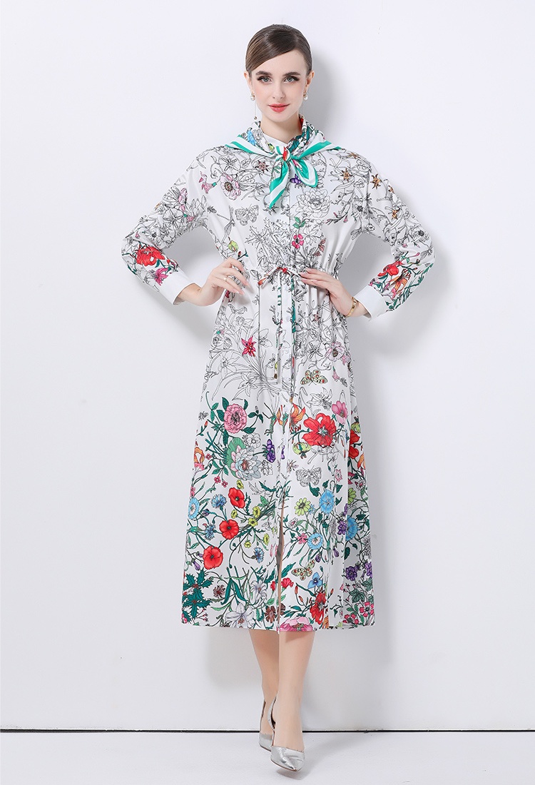 Printing fashion shirt with scarves cardigan