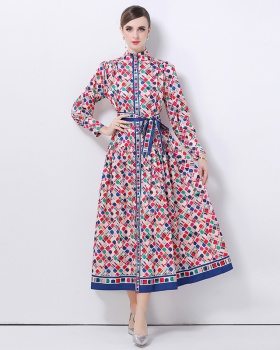 Court style European style printing dress