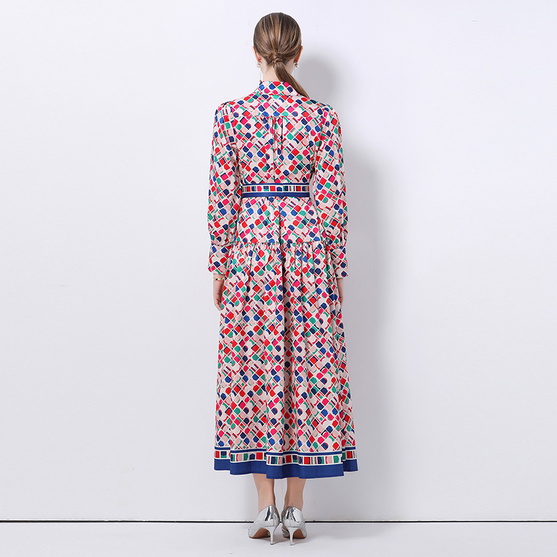 Court style European style printing dress