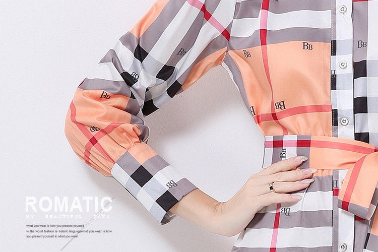 Cstand collar court style printing dress