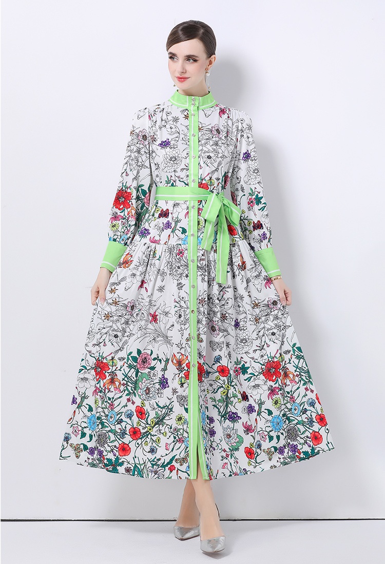 Court style European style single-breasted dress