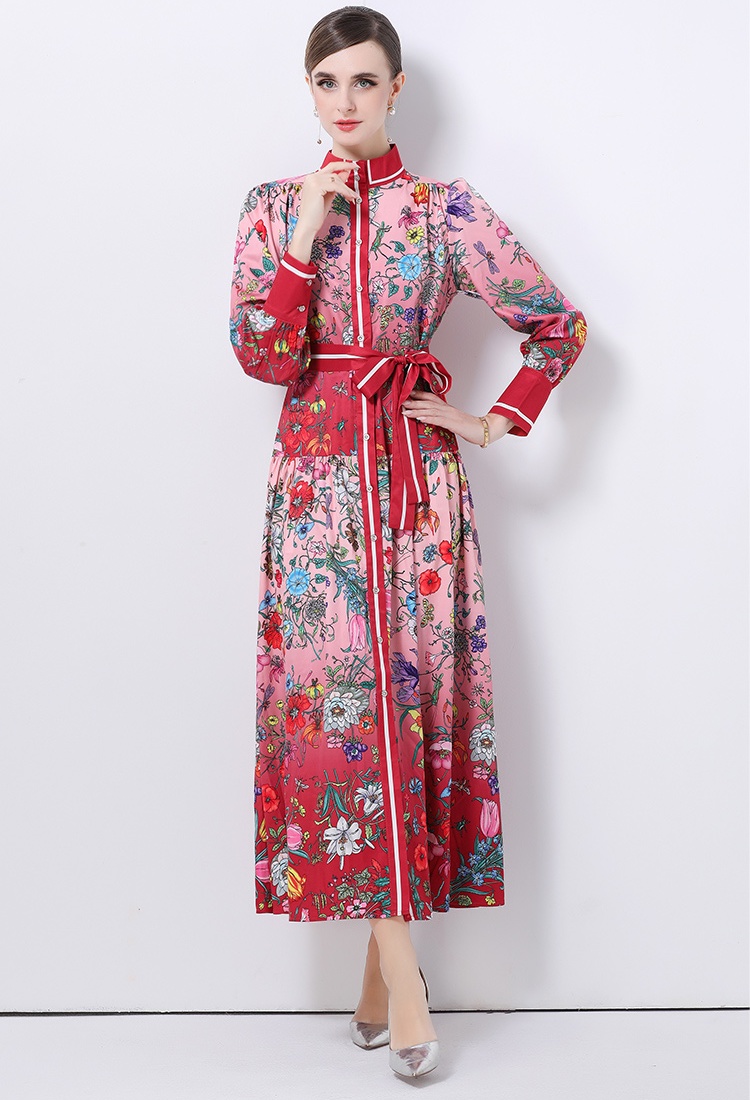 Court style European style single-breasted dress