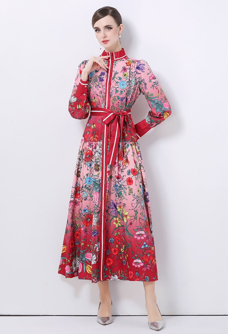 Court style European style single-breasted dress