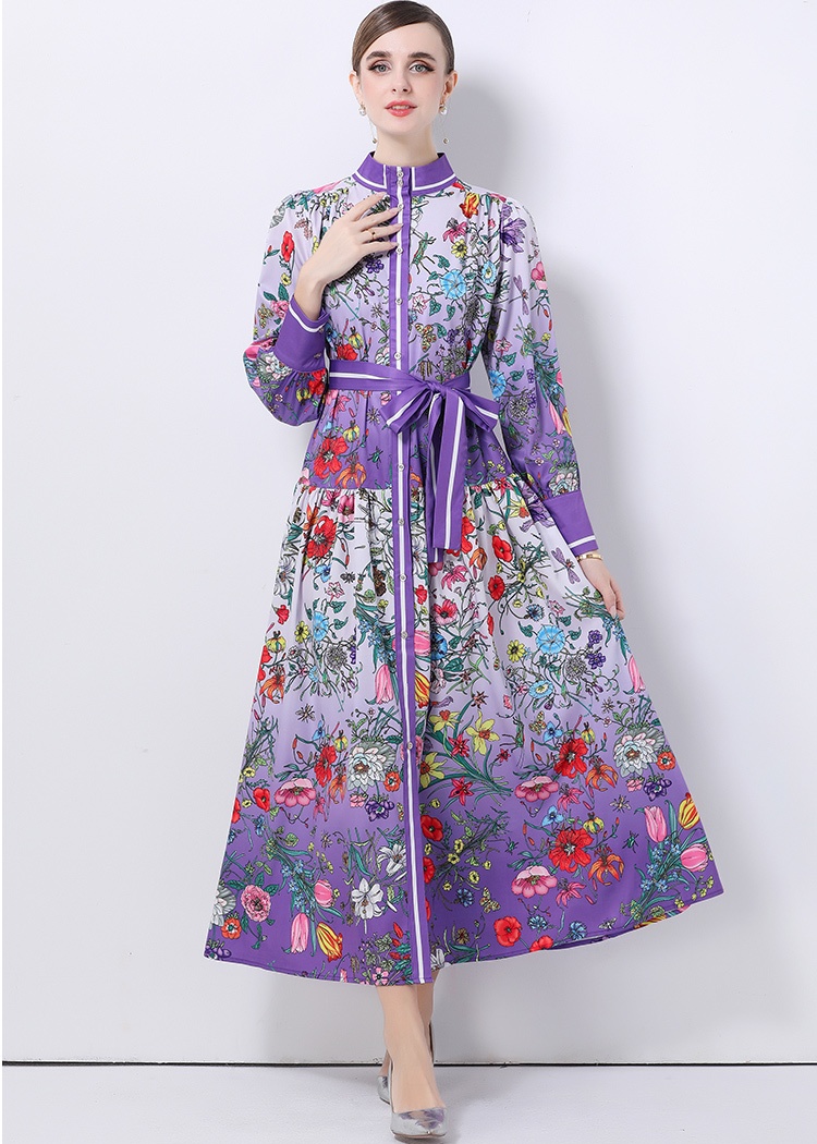 Court style European style single-breasted dress