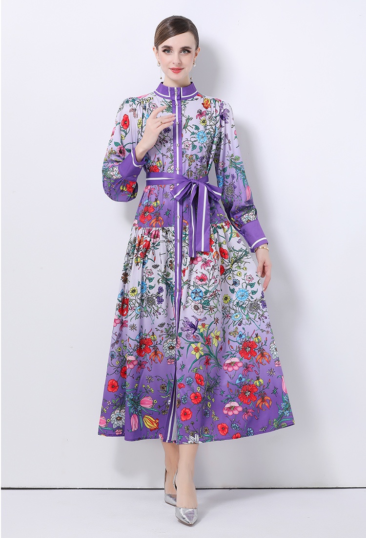 Court style European style single-breasted dress