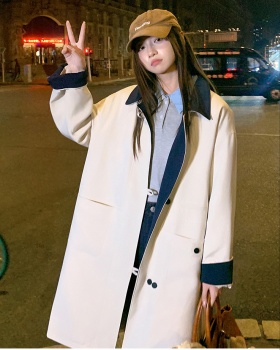Plus cotton splice windbreaker long cotton coat
