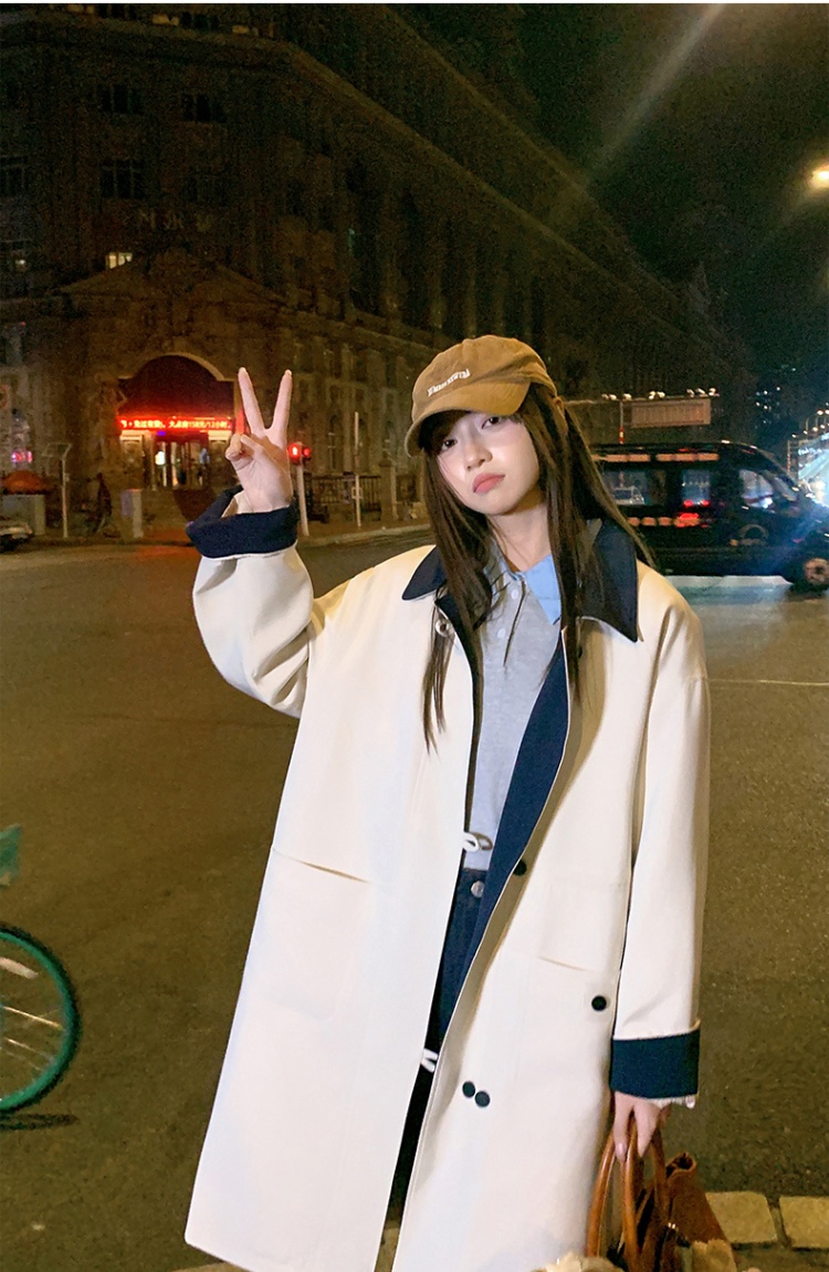 Plus cotton splice windbreaker long cotton coat