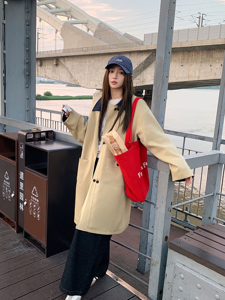 Plus cotton splice windbreaker long cotton coat