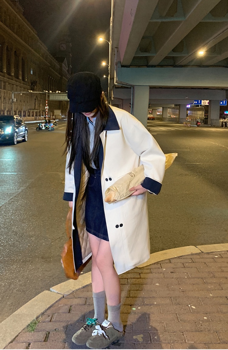 Plus cotton splice windbreaker long cotton coat