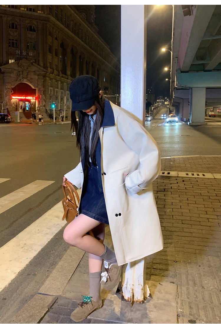 Plus cotton splice windbreaker long cotton coat