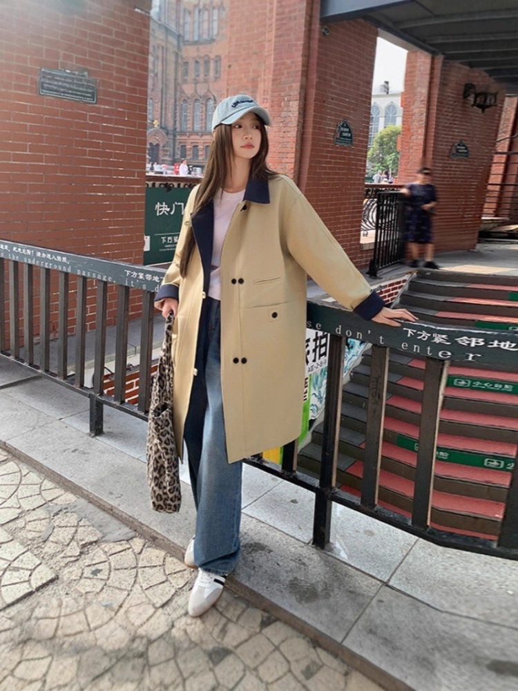 Plus cotton splice windbreaker long cotton coat