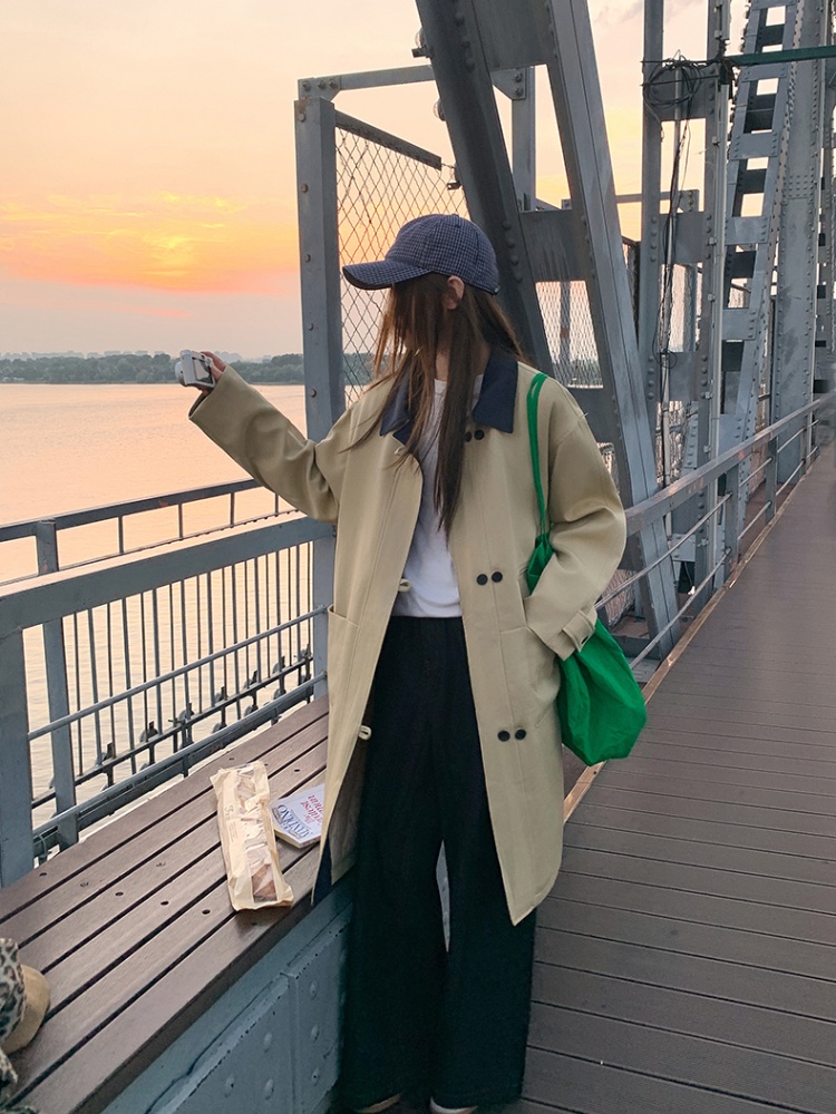 Plus cotton splice windbreaker long cotton coat