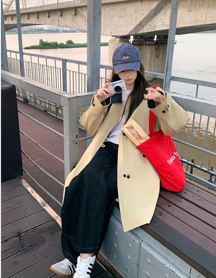 Plus cotton splice windbreaker long cotton coat