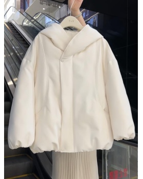 Winter hooded cold coat loose pure retro cotton coat for women
