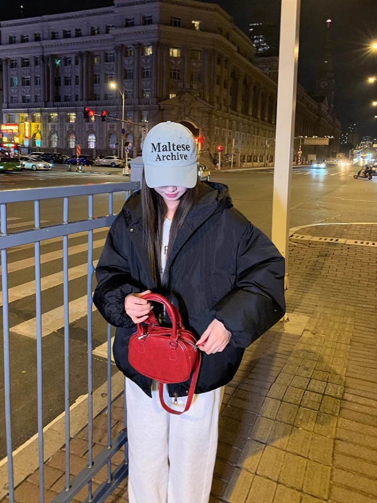 Winter hooded cold coat loose pure retro cotton coat for women