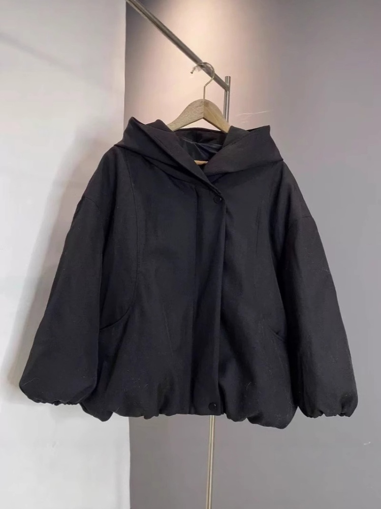 Winter hooded cold coat loose pure retro cotton coat for women