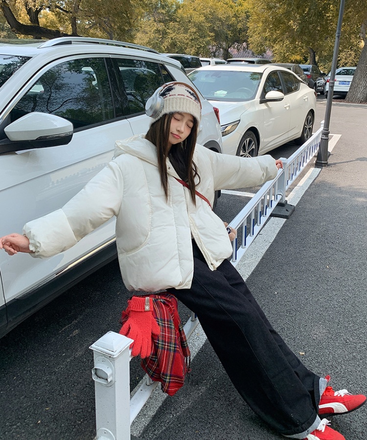 Winter hooded cold coat loose pure retro cotton coat for women