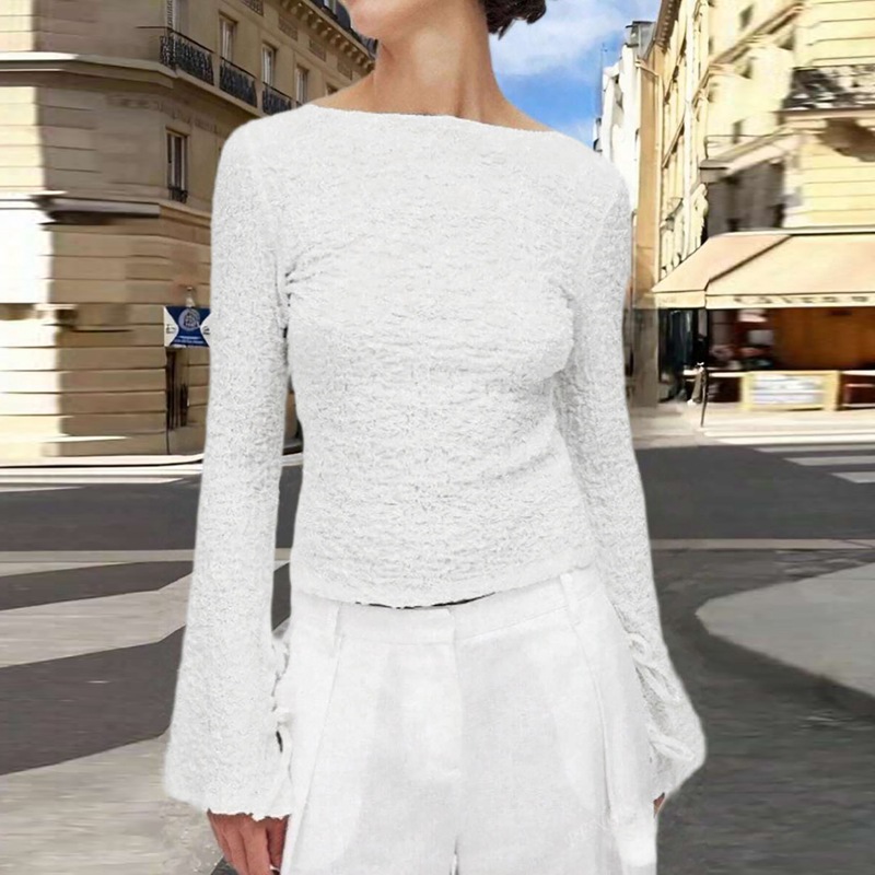 European style halter T-shirt long sleeve frenum cardigan