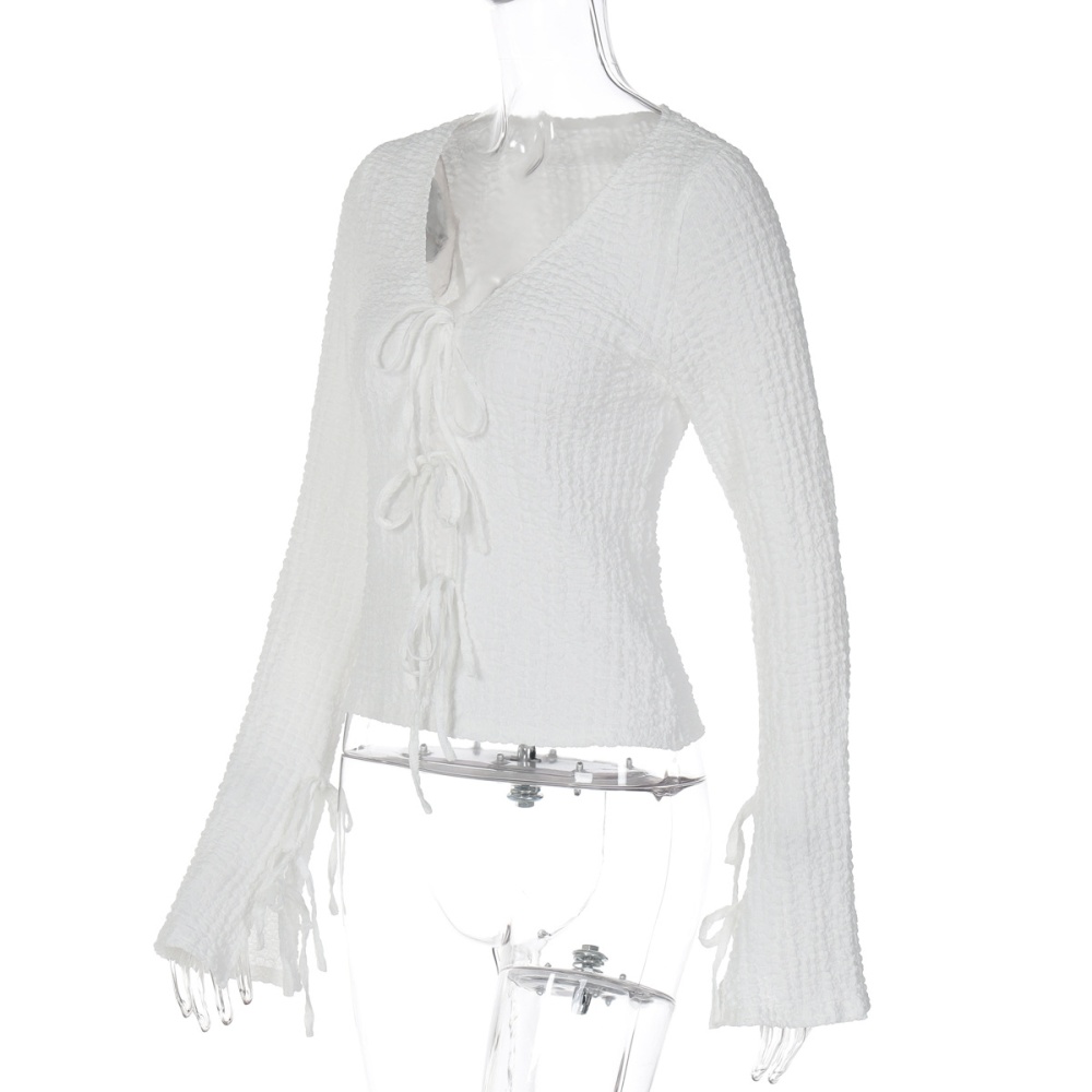 European style halter T-shirt long sleeve frenum cardigan