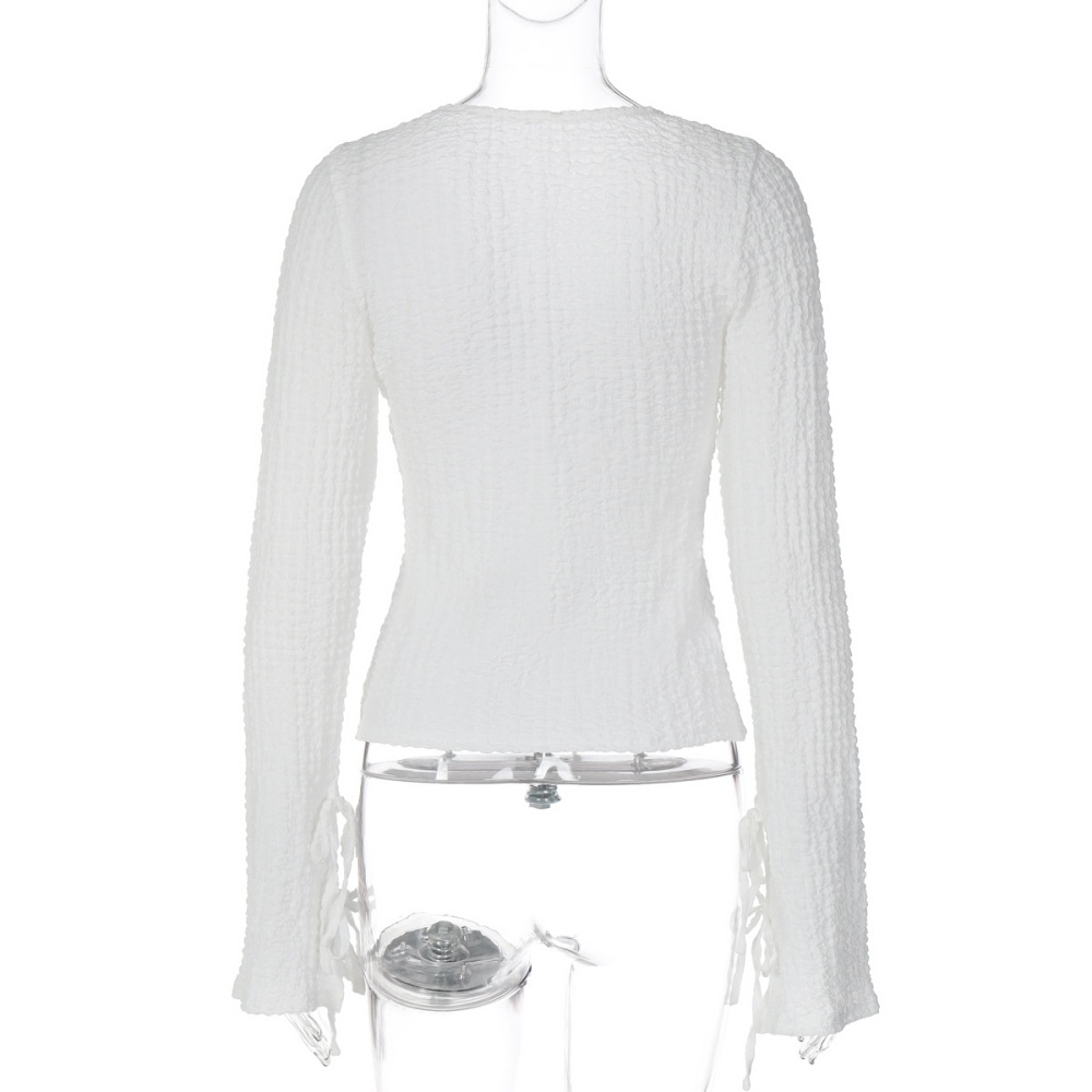 European style halter T-shirt long sleeve frenum cardigan