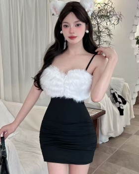 Short bottoming splice sling elmo package hip dress