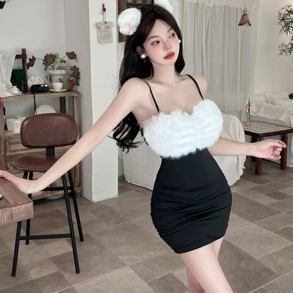 Short bottoming splice sling elmo package hip dress