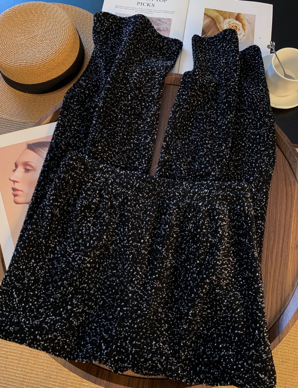 Thermal knitted wide leg pants drape pants for women