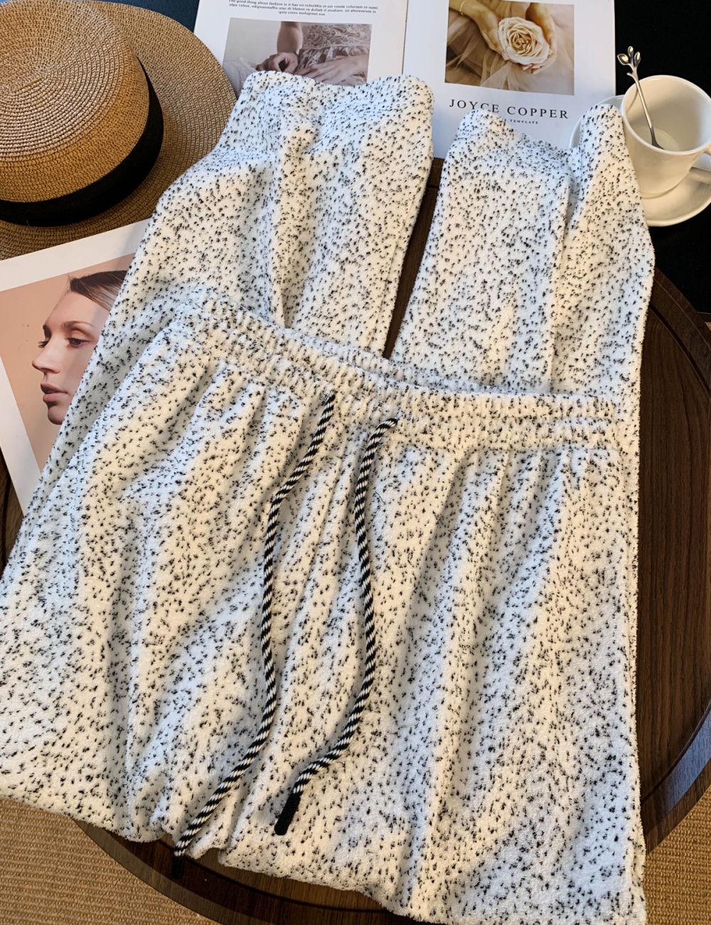 Thermal knitted wide leg pants drape pants for women