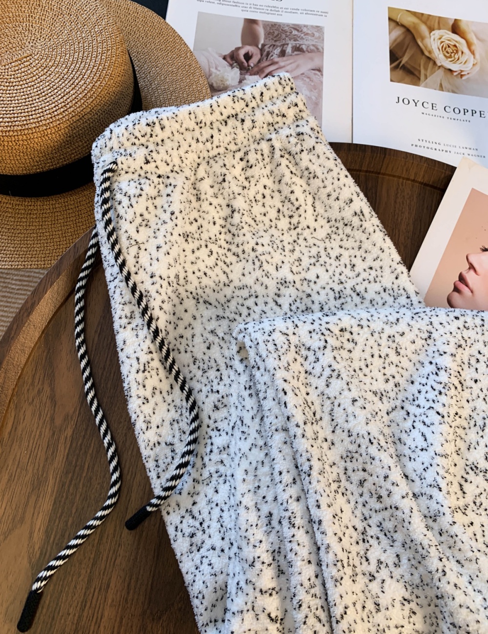 Thermal knitted wide leg pants drape pants for women