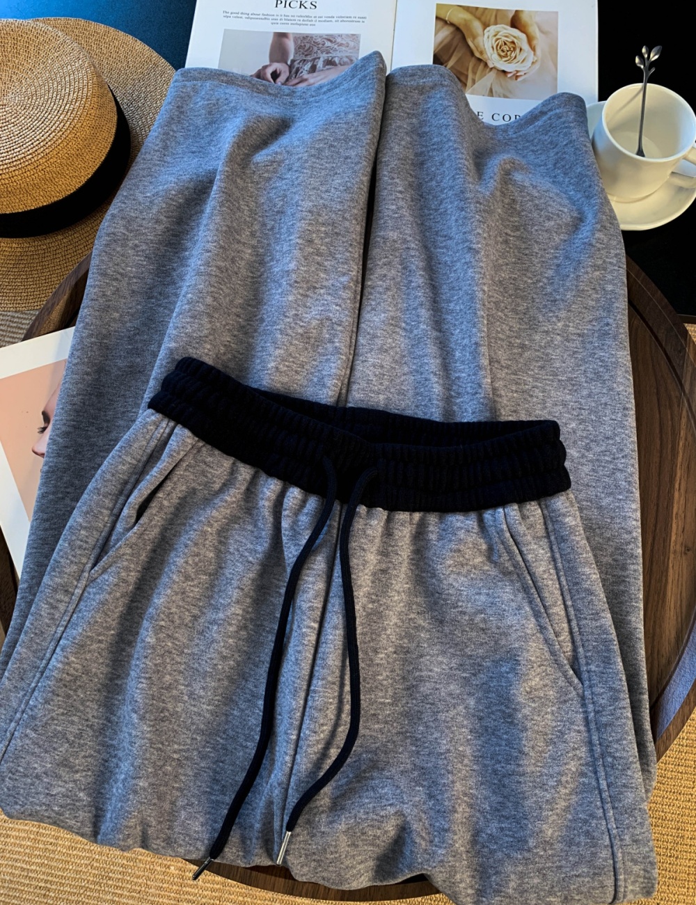 Winter thick straight trousers lamb fur wears outside sweatpants