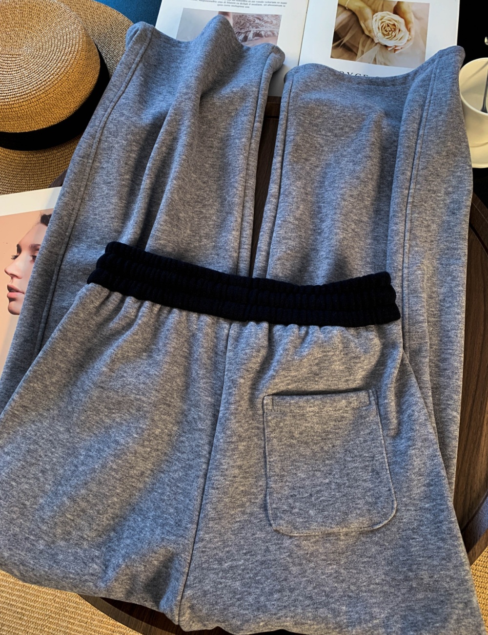 Winter thick straight trousers lamb fur wears outside sweatpants