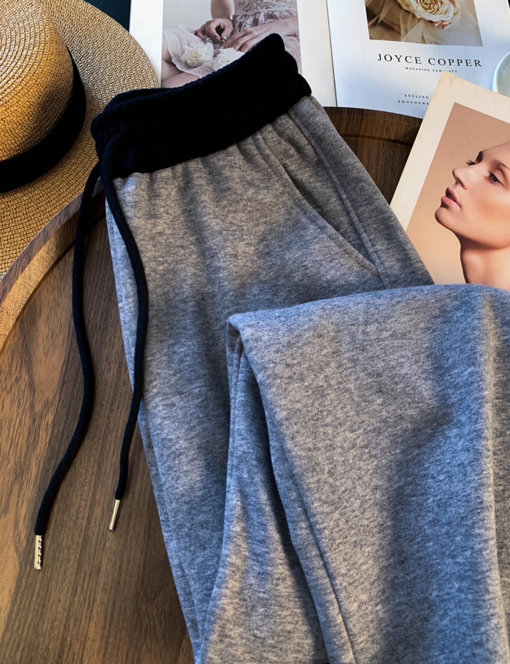 Winter thick straight trousers lamb fur wears outside sweatpants