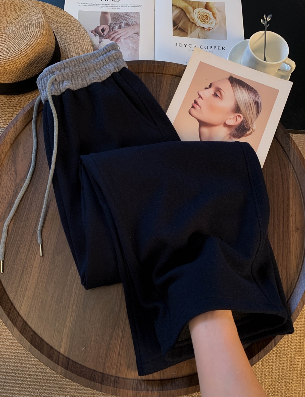 Winter thick straight trousers lamb fur wears outside sweatpants