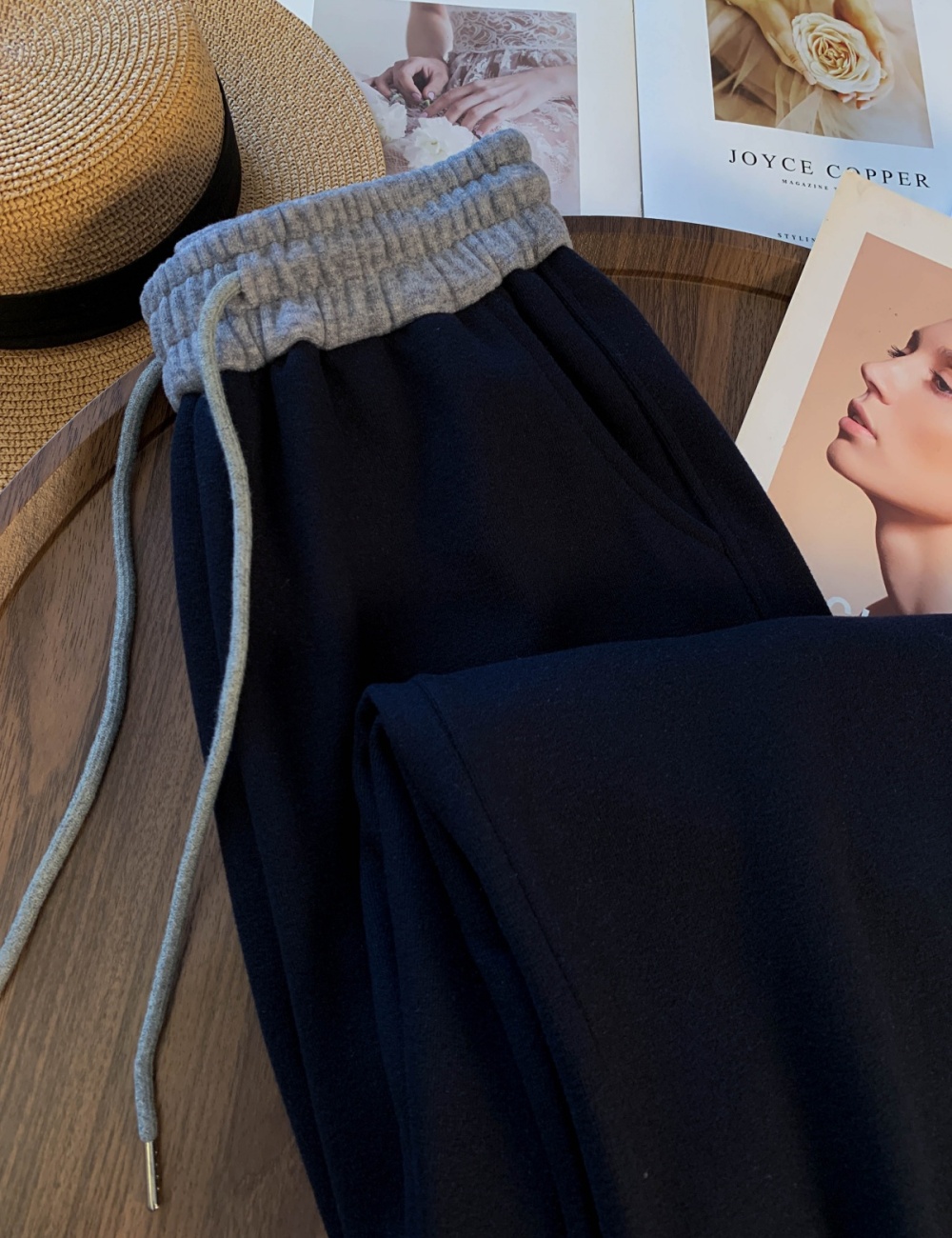 Winter thick straight trousers lamb fur wears outside sweatpants