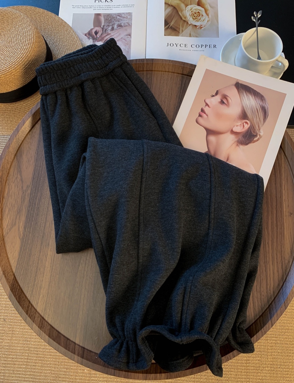 Casual wide leg pants plus velvet pants for women