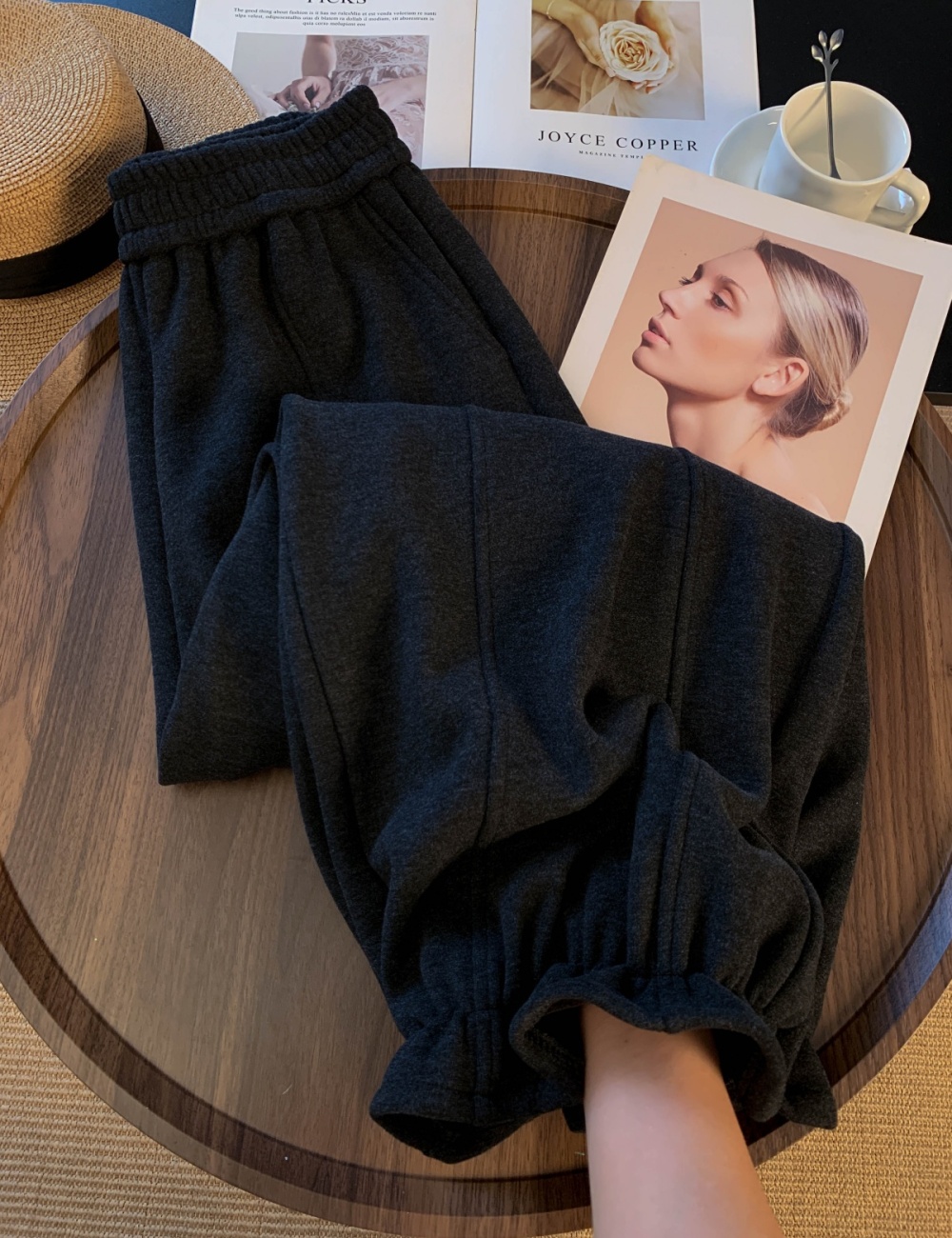 Casual wide leg pants plus velvet pants for women