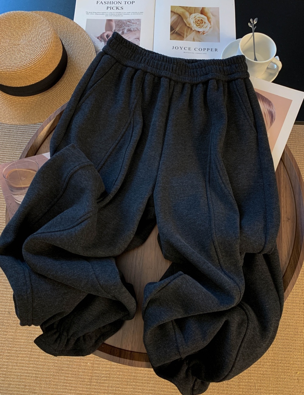 Casual wide leg pants plus velvet pants for women