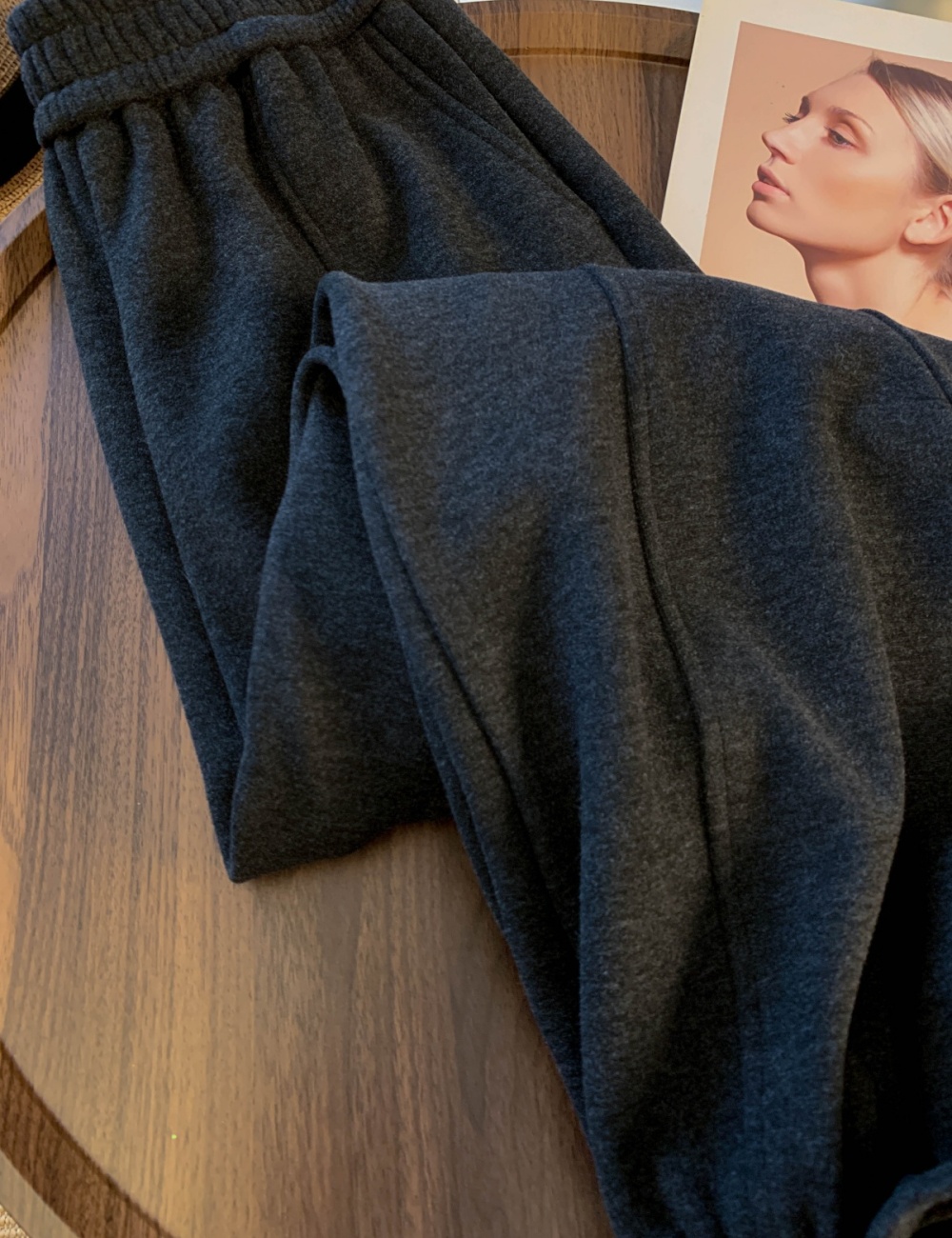 Casual wide leg pants plus velvet pants for women