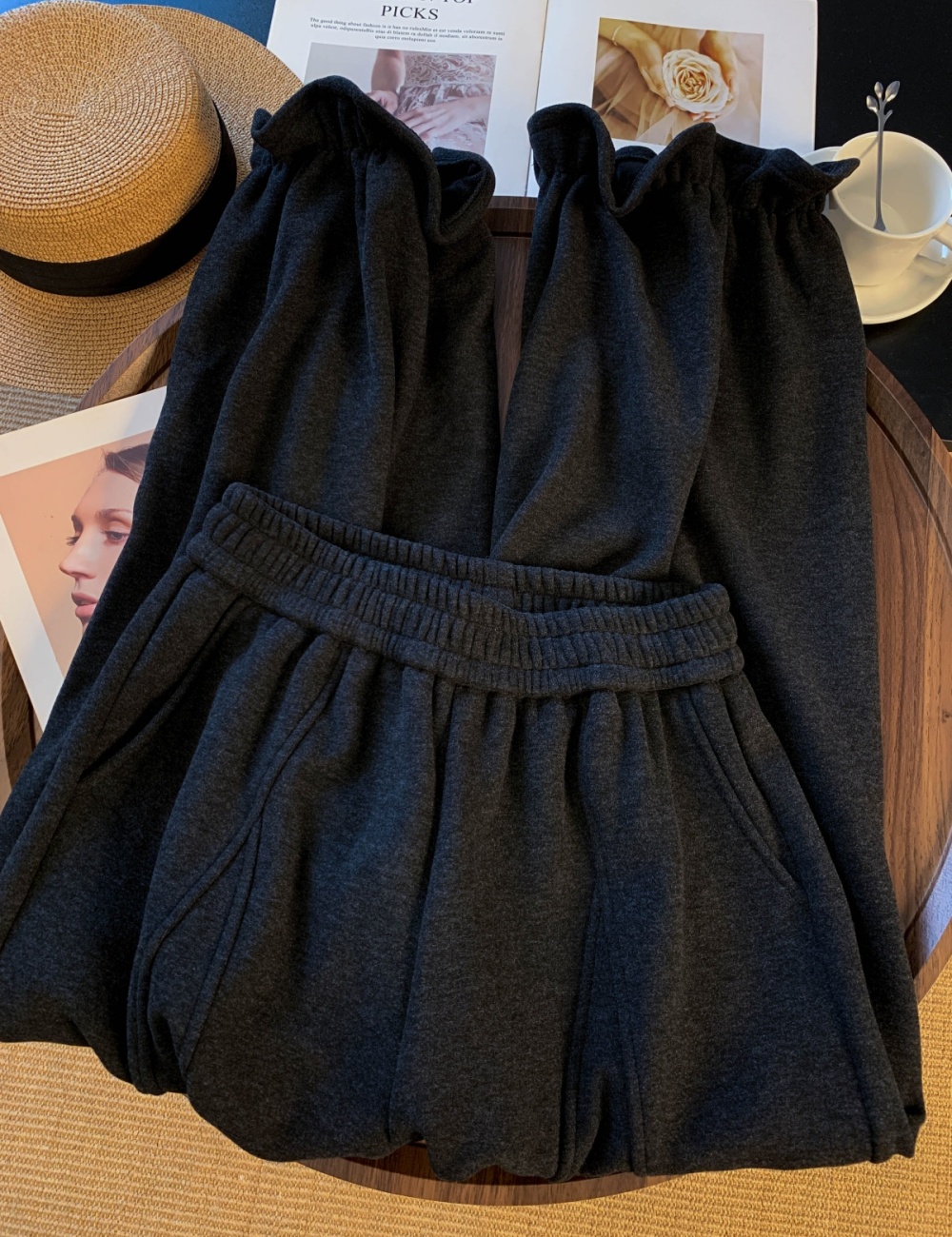 Casual wide leg pants plus velvet pants for women