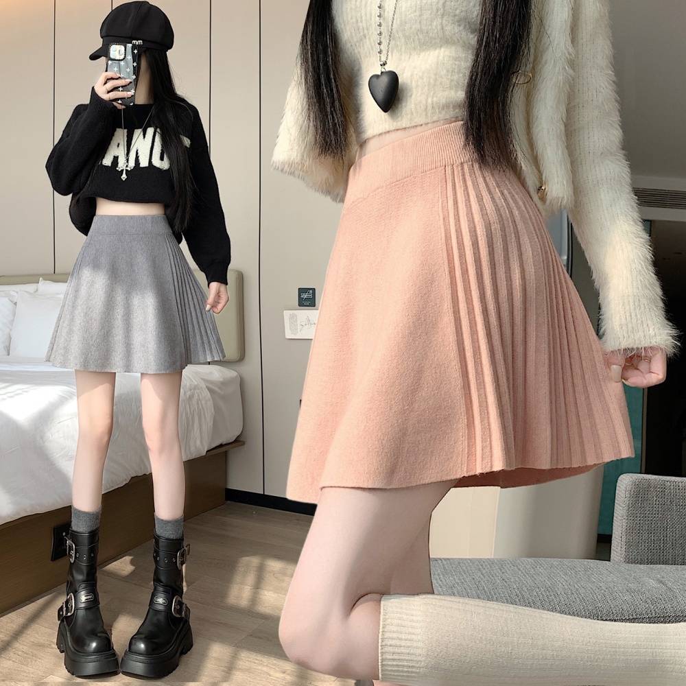 Slim black skirt knitted autumn and winter short skirt for women