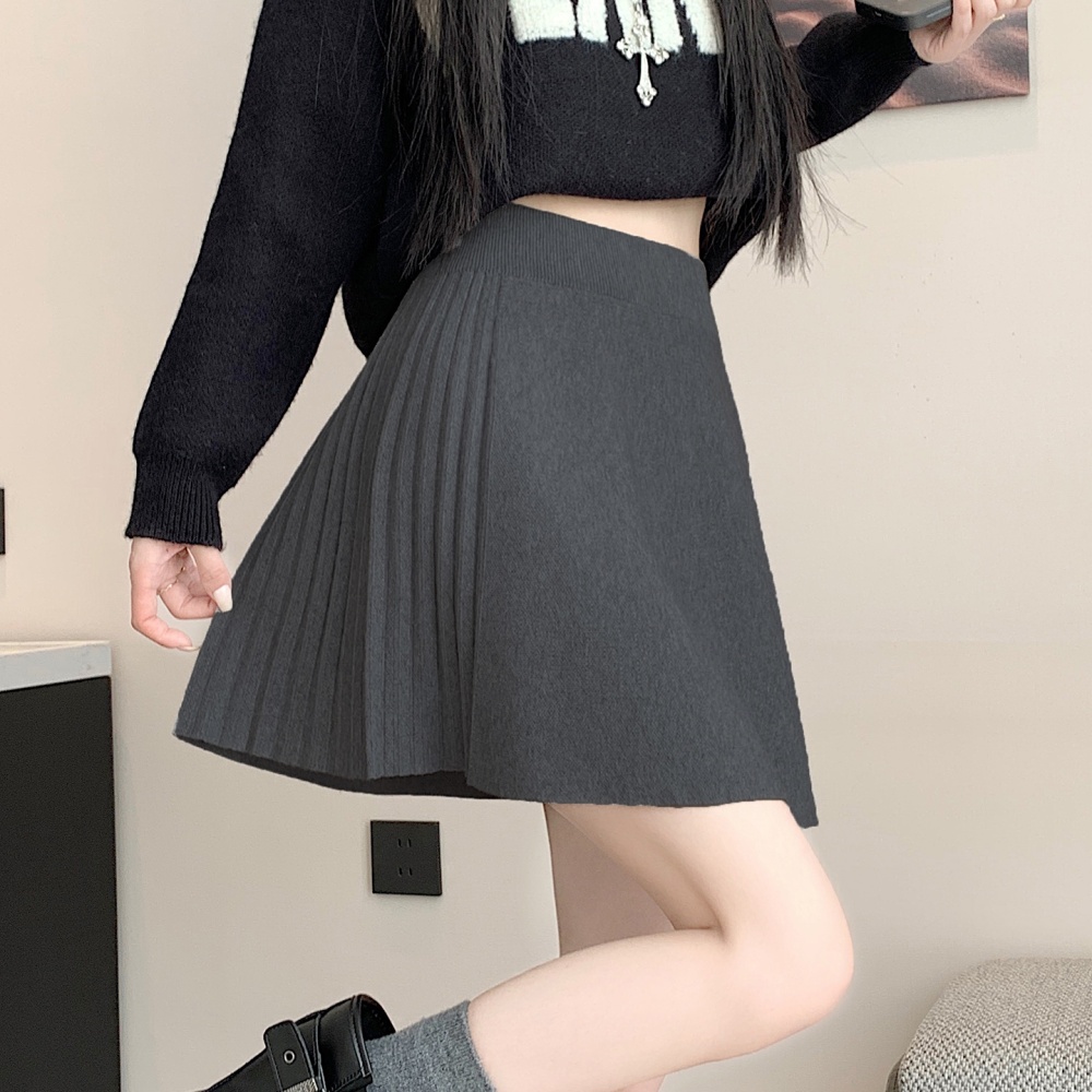 Slim black skirt knitted autumn and winter short skirt for women