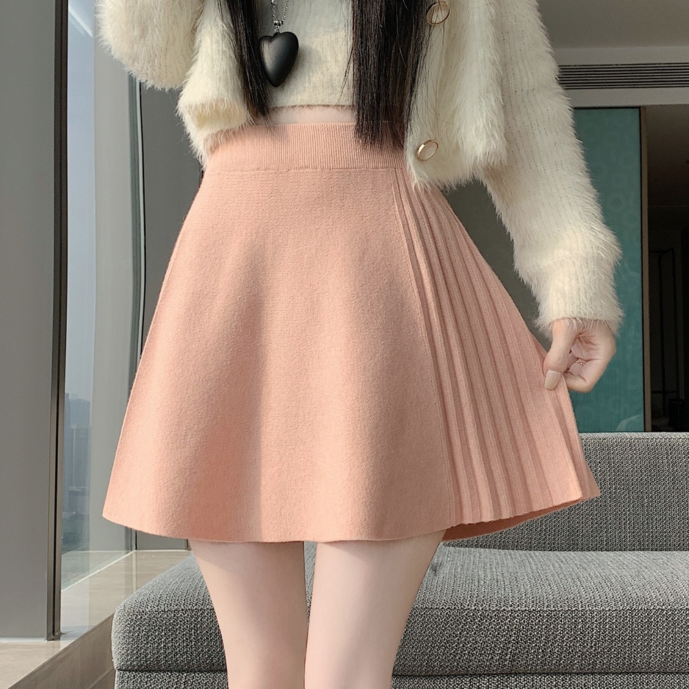 Slim black skirt knitted autumn and winter short skirt for women