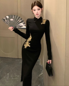 Slim autumn retro split dress