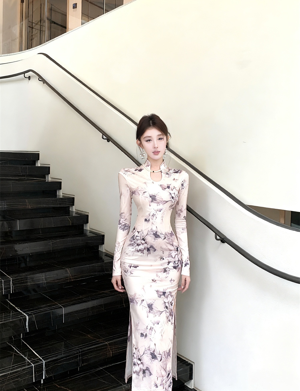 Slim autumn printing dress