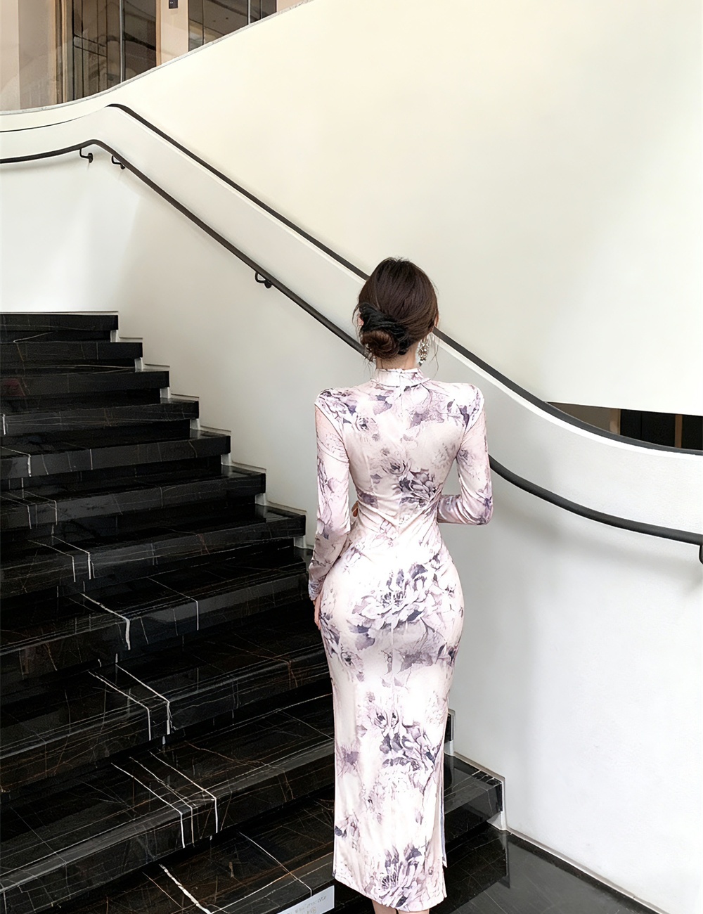 Slim autumn printing dress