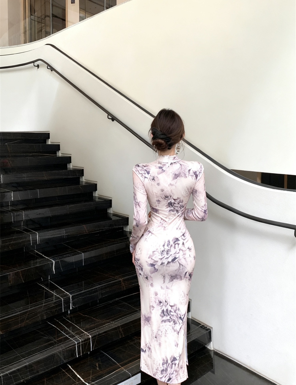 Slim autumn printing dress