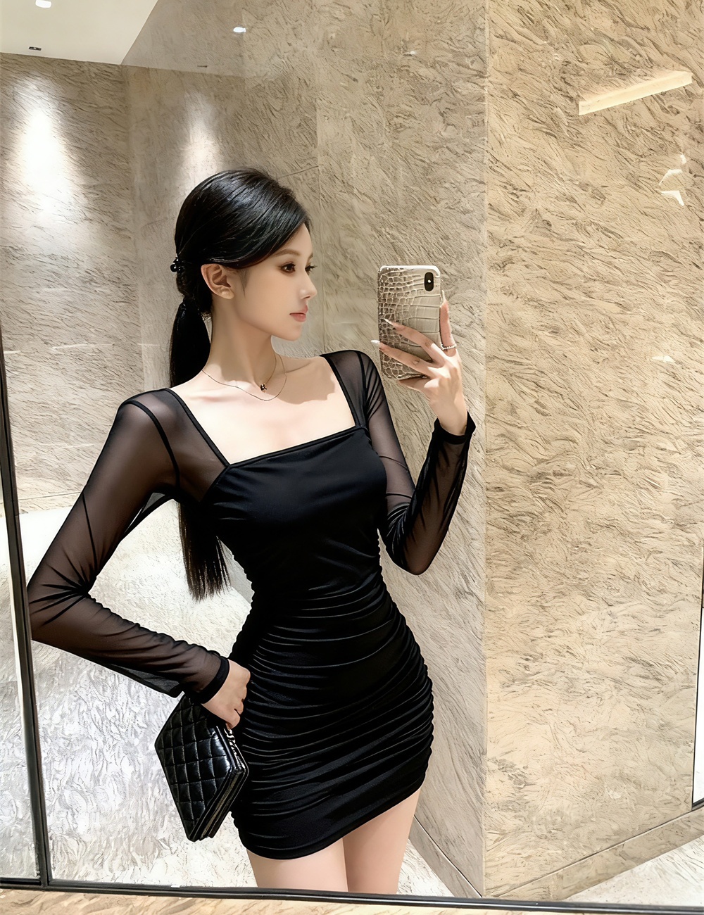 Temperament fashion bottoming slim package hip dress