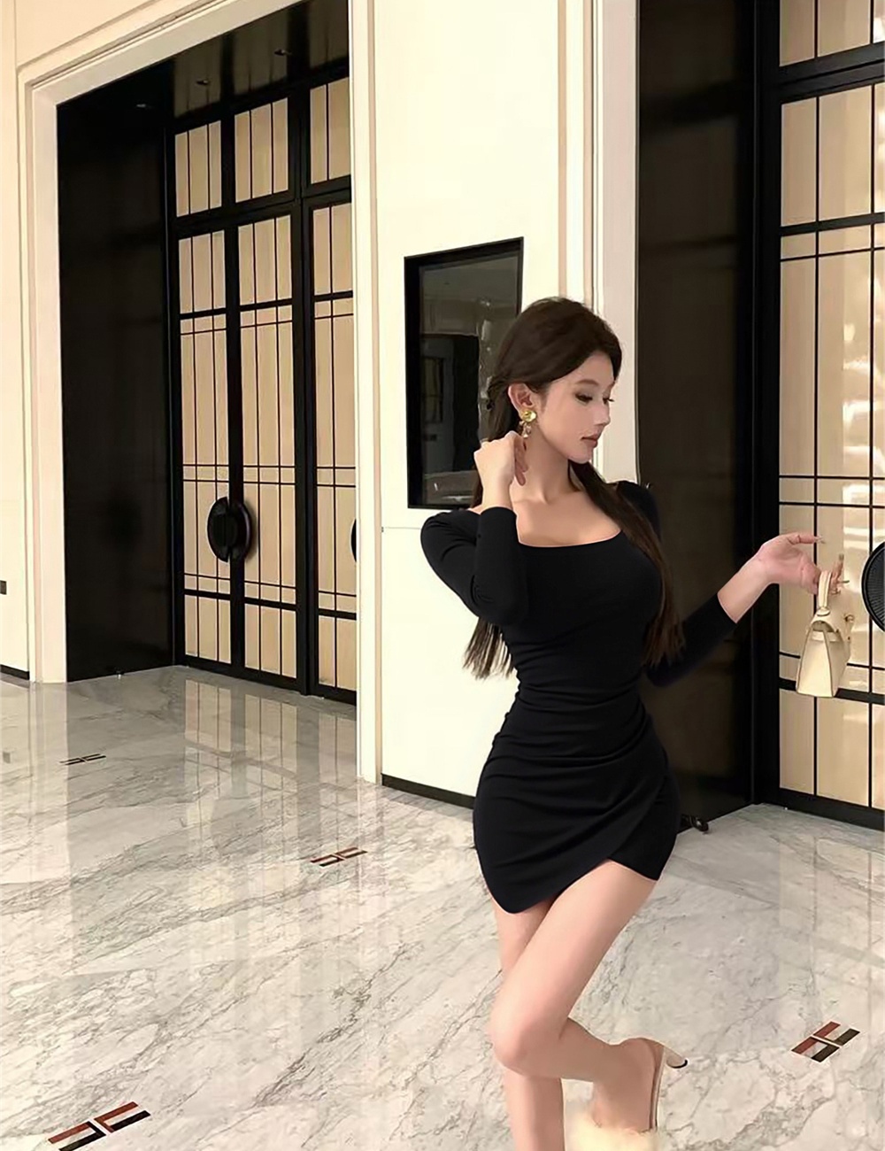 Autumn slim irregular sexy dress