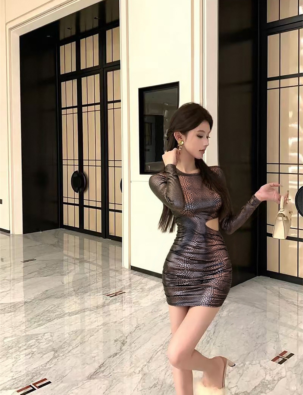 Temperament bottoming autumn and winter slim dress