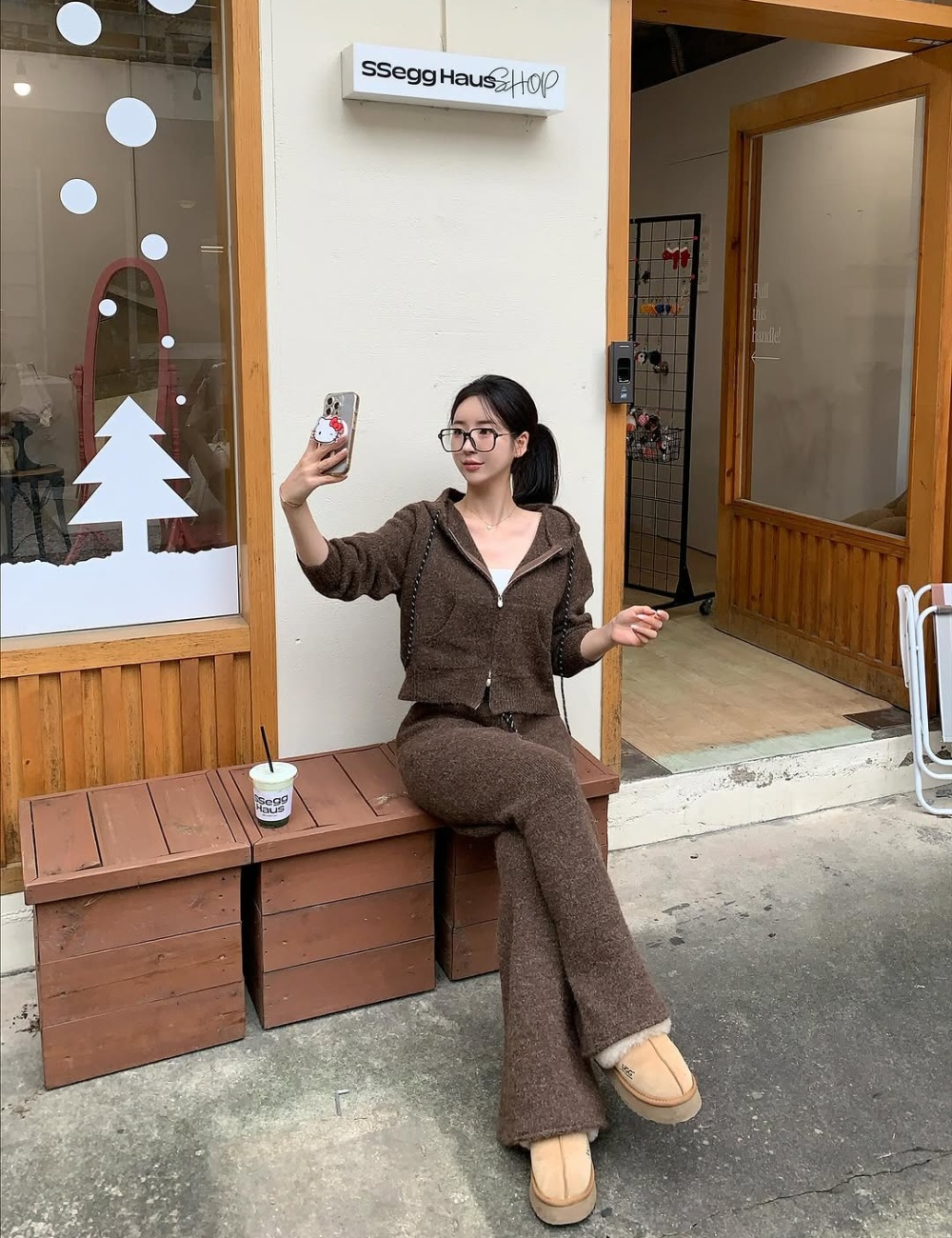 Knitted sweater Casual coat 2pcs set for women